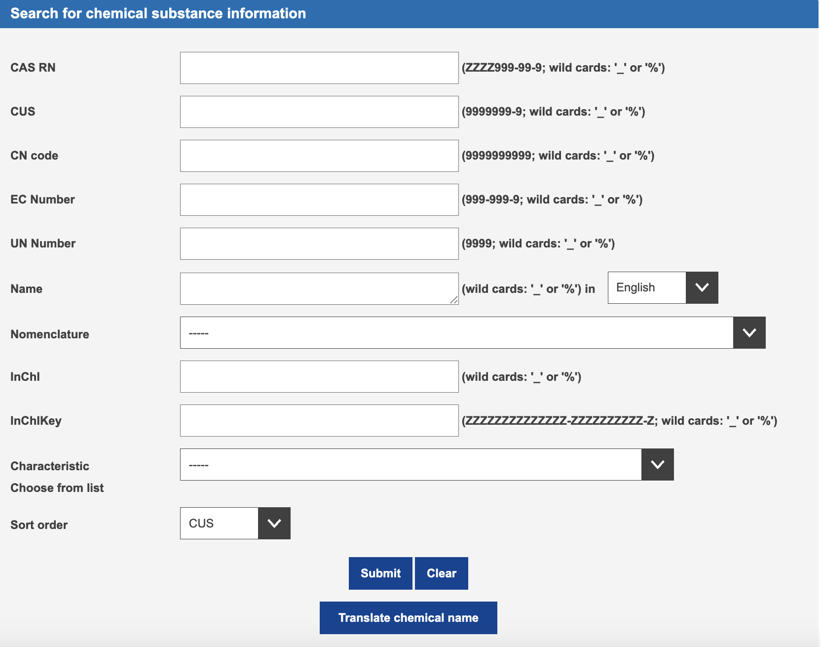 search for CUS Code