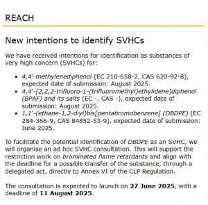 new intentions to identify SVHCs