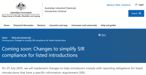 Australia Simplifies SIR Reporting under AICIS